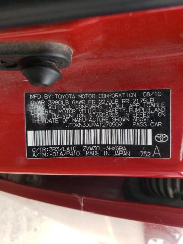 Photo 10 from auction – 2010 TOYOTA PRIUS with VIN JTDKN3DU9A1270509
