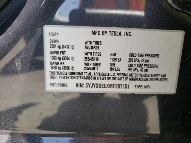 Photo 10 from auction – 2021 TESLA MODEL Y with VIN 5YJYGDEEXMF297151