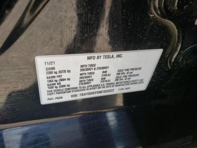 Photo 10 from auction – 2022 TESLA MODEL Y with VIN 7SAYGDEF0NF320322