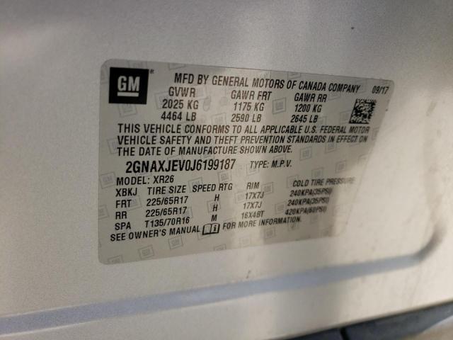 Photo 10 from auction – 2018 CHEVROLET EQUINOX LT with VIN 2GNAXJEV0J6199187