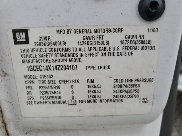 Photo 10 from auction – 2004 CHEVROLET SILVERADO with VIN 1GCEC14X14Z204107