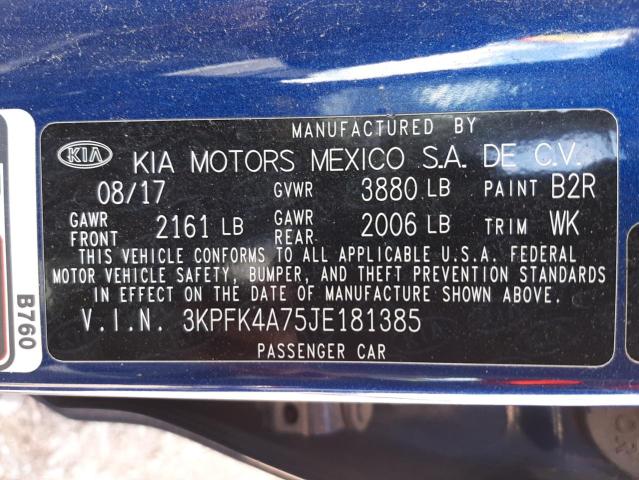 Photo 10 from auction – 2018 KIA FORTE LX with VIN 3KPFK4A75JE181385