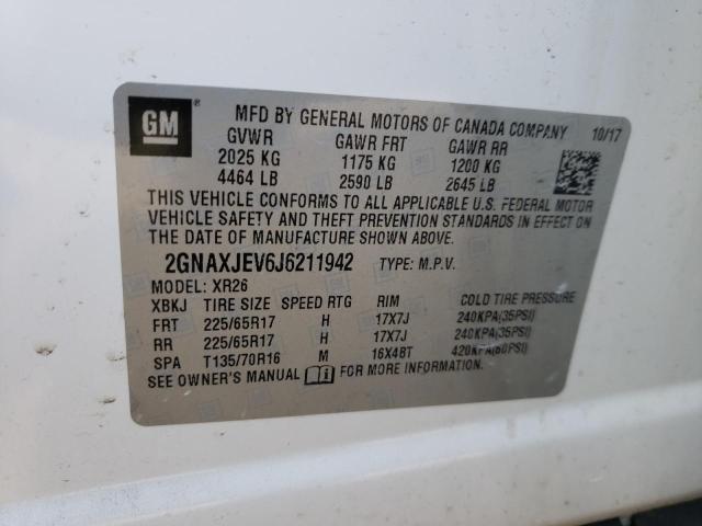 Photo 10 from auction – 2018 CHEVROLET EQUINOX LT with VIN 2GNAXJEV6J6211942