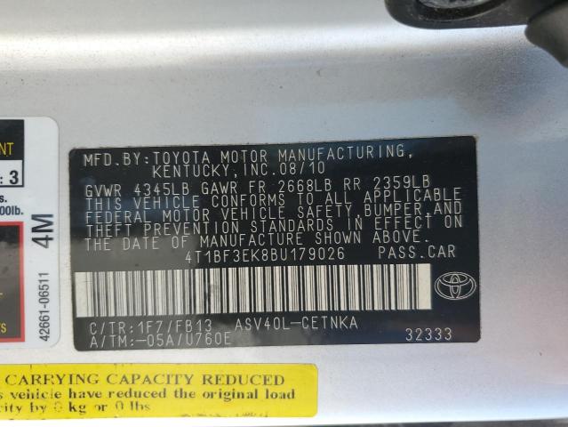 Photo 10 from auction – 2011 TOYOTA CAMRY BASE with VIN 4T1BF3EK8BU179026