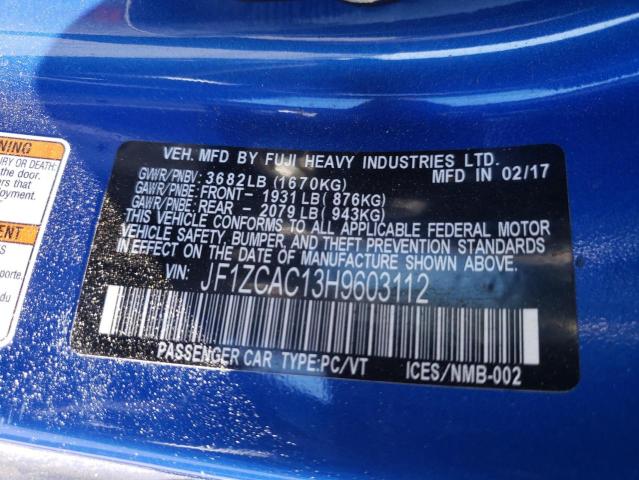 Photo 10 from auction – 2017 SUBARU BRZ 2.0 LI with VIN JF1ZCAC13H9603112