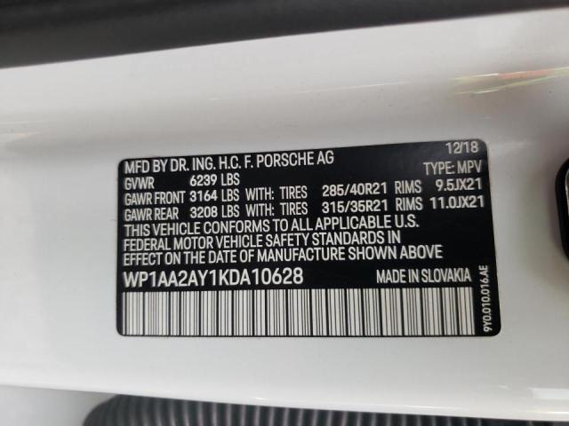 Photo 10 from auction – 2019 PORSCHE CAYENNE with VIN WP1AA2AY1KDA10628