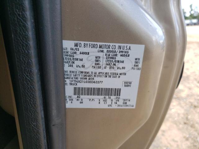 Photo 10 from auction – 2003 FORD F250 SUPER with VIN 1FTNX21L03ED63377