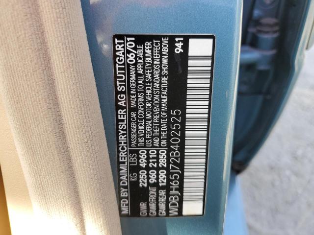 Photo 10 from auction – 2002 MERCEDES-BENZ E 320 with VIN WDBJH65J72B402525