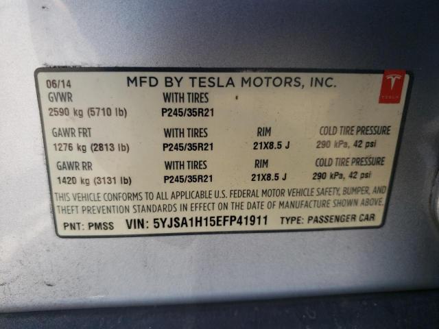Photo 10 from auction – 2014 TESLA MODEL S with VIN 5YJSA1H15EFP41911
