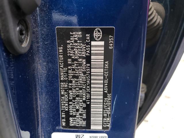 Photo 10 from auction – 2010 TOYOTA CAMRY BASE with VIN 4T1BF3EK1AU576978