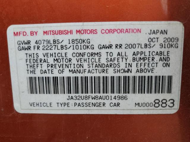 Photo 10 from auction – 2010 MITSUBISHI LANCER GTS with VIN JA32U8FW8AU014986