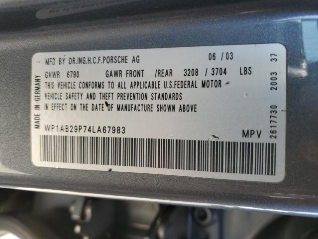 Photo 10 from auction – 2004 PORSCHE CAYENNE S with VIN WP1AB29P74LA67983