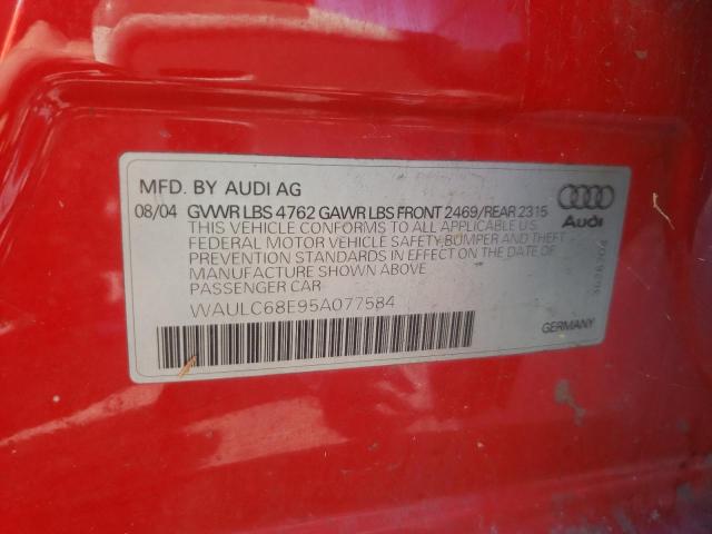 Photo 10 from auction – 2005 AUDI A4 1.8T QU with VIN WAULC68E95A077584