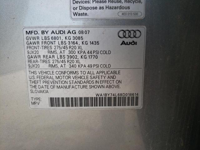 Photo 10 from auction – 2008 AUDI Q7 3.6 QUA with VIN WA1BY74L68D018614