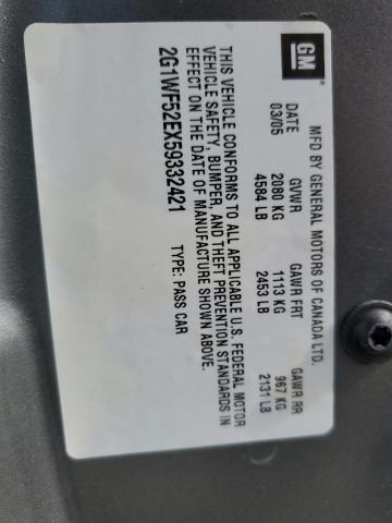Photo 10 from auction – 2005 CHEVROLET IMPALA with VIN 2G1WF52EX59332421