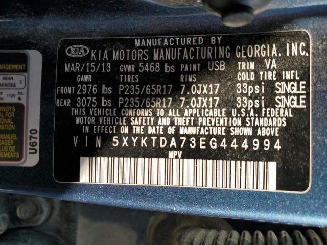 Photo 10 from auction – 2014 KIA SORENTO LX with VIN 5XYKTDA73EG444994