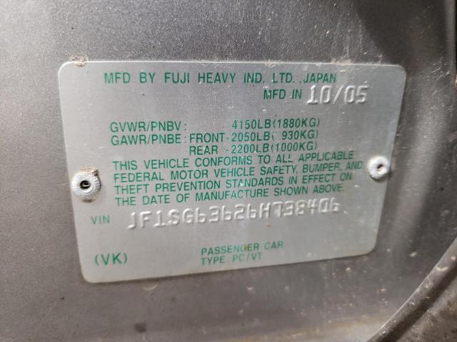 Photo 10 from auction – 2006 SUBARU FORESTER 2 with VIN JF1SG63626H738406