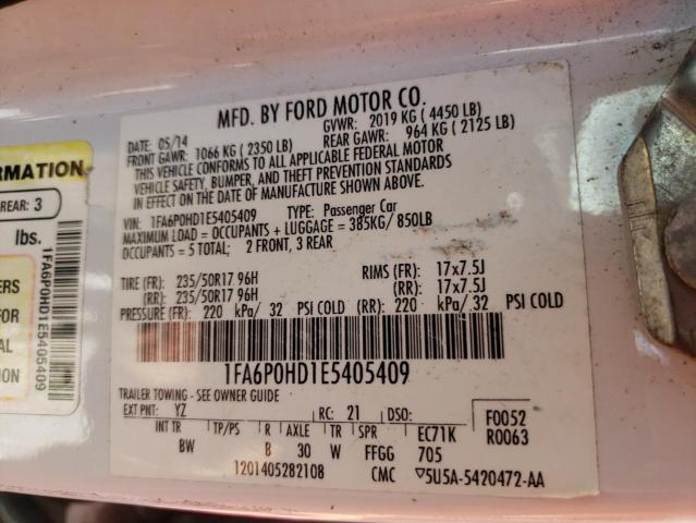 Photo 10 from auction – 2014 FORD FUSION SE with VIN 1FA6P0HD1E5405409