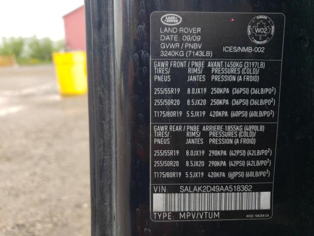 Photo 10 from auction – 2010 LAND ROVER LR4 HSE LU with VIN SALAK2D49AA518362