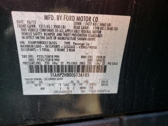 Photo 10 from auction – 2014 FORD TAURUS SEL with VIN 1FAHP2H80EG136105