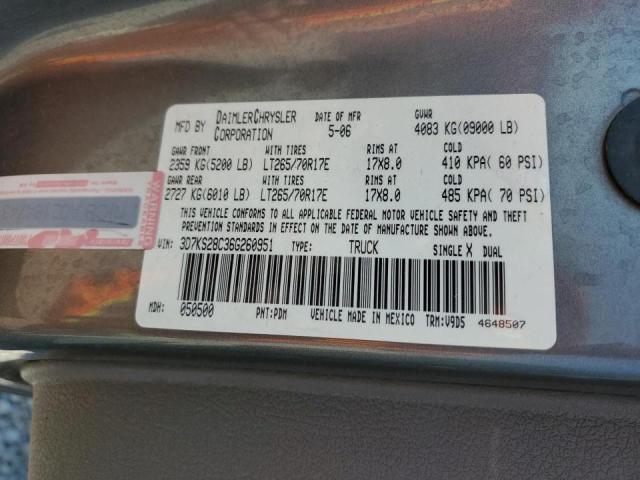 Photo 10 from auction – 2006 DODGE RAM 2500 with VIN 3D7KS28C36G260951