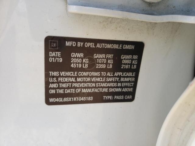 Photo 10 from auction – 2019 BUICK REGAL PREF with VIN W04GL6SX1K1045183