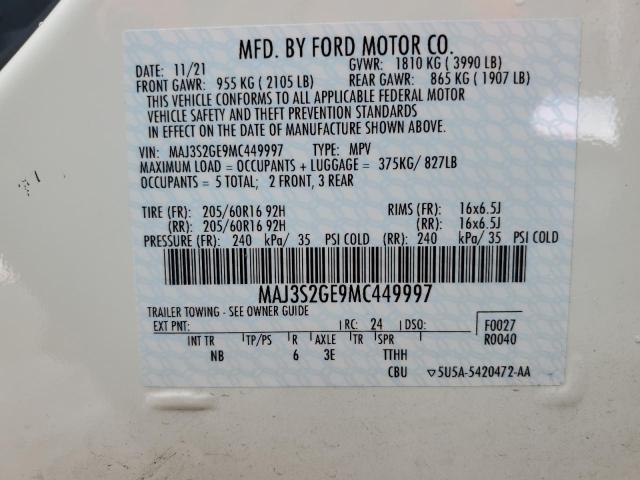 Photo 10 from auction – 2021 FORD ECOSPORT S with VIN MAJ3S2GE9MC449997