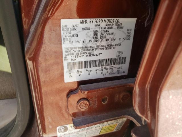 Photo 10 from auction – 2008 FORD F250 SUPER with VIN 1FTSW21R48EB78377