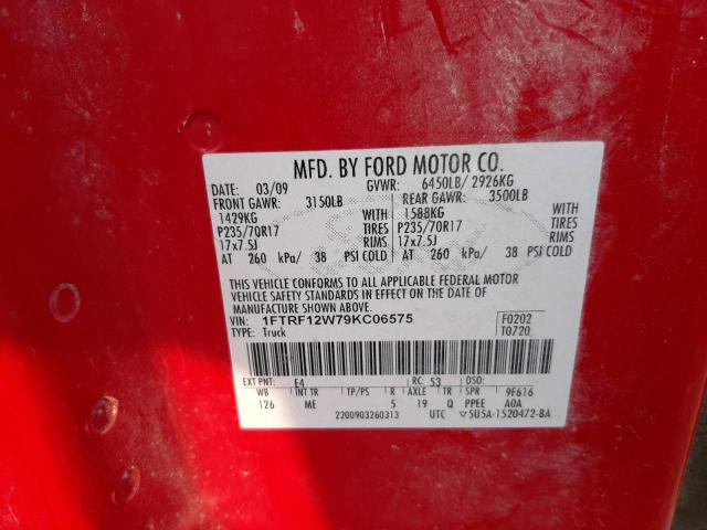 Photo 10 from auction – 2009 FORD F150 with VIN 1FTRF12W79KC06575