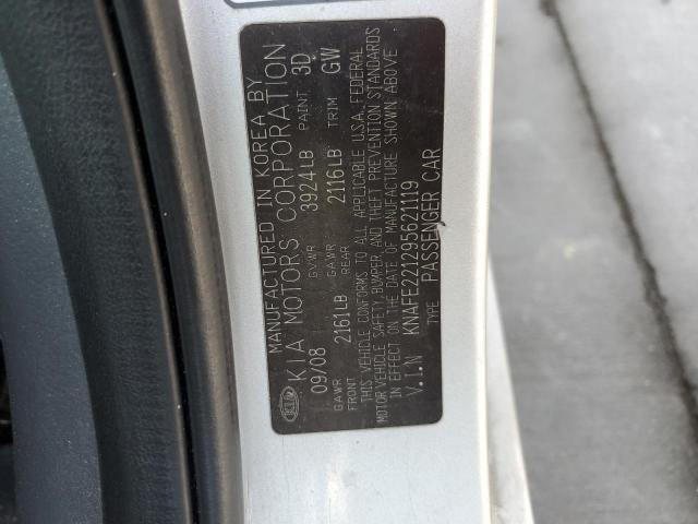 Photo 10 from auction – 2009 KIA SPECTRA EX with VIN KNAFE221295621119