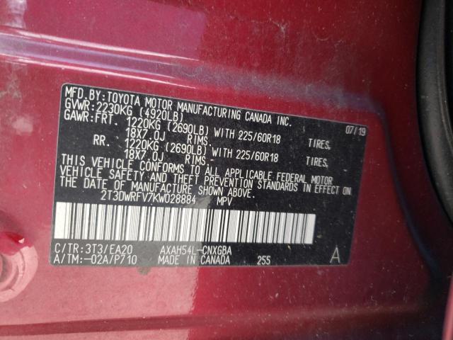 Photo 10 from auction – 2019 TOYOTA RAV4 LIMIT with VIN 2T3DWRFV7KW028884