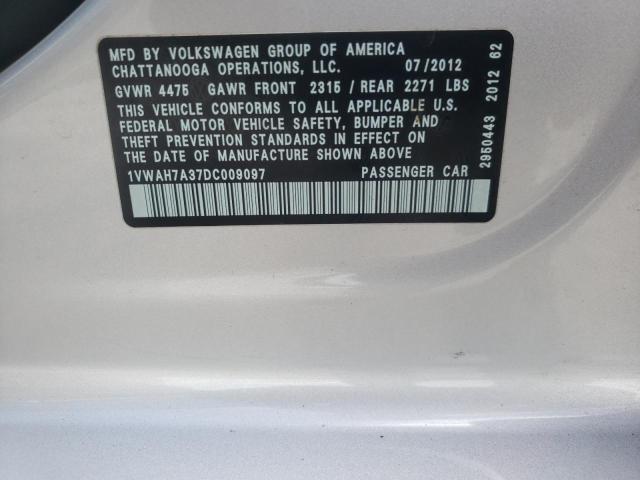 Photo 10 from auction – 2013 VOLKSWAGEN PASSAT S with VIN 1VWAH7A37DC009097