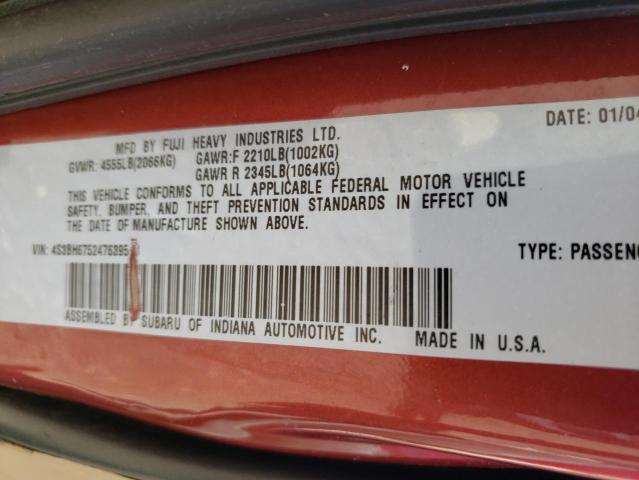 Photo 10 from auction – 2004 SUBARU LEGACY OUT with VIN 4S3BH675247639533