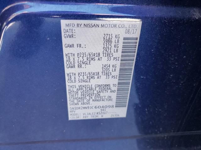 Photo 10 from auction – 2018 NISSAN PATHFINDER with VIN 5N1DR2MN9JC604098