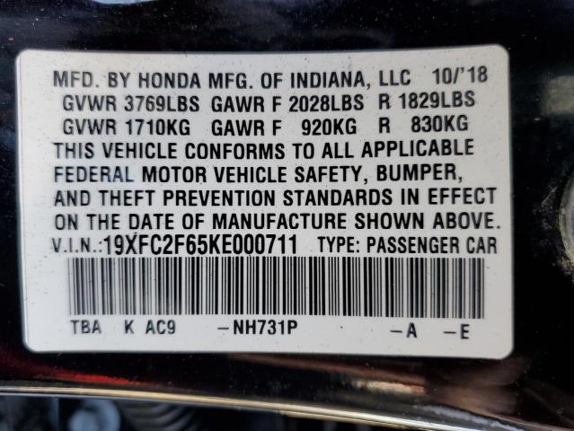 Photo 10 from auction – 2019 HONDA CIVIC LX with VIN 19XFC2F65KE000711