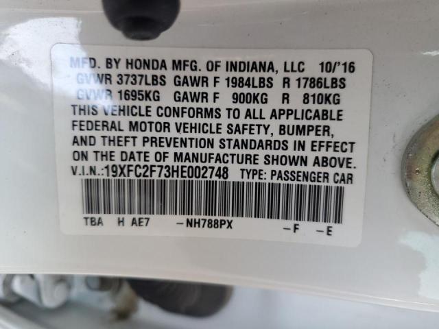 Photo 10 from auction – 2017 HONDA CIVIC EX with VIN 19XFC2F73HE002748