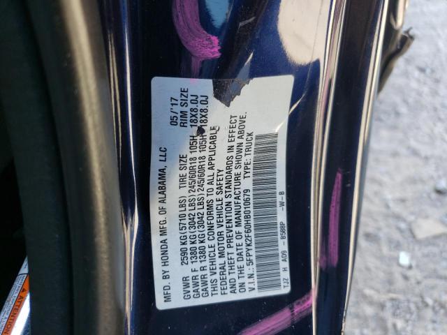 Photo 10 from auction – 2017 HONDA RIDGELINE with VIN 5FPYK2F60HB010679