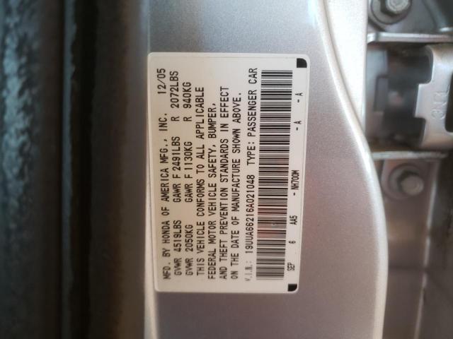 Photo 10 from auction – 2006 ACURA 3.2TL with VIN 19UUA66216A021048
