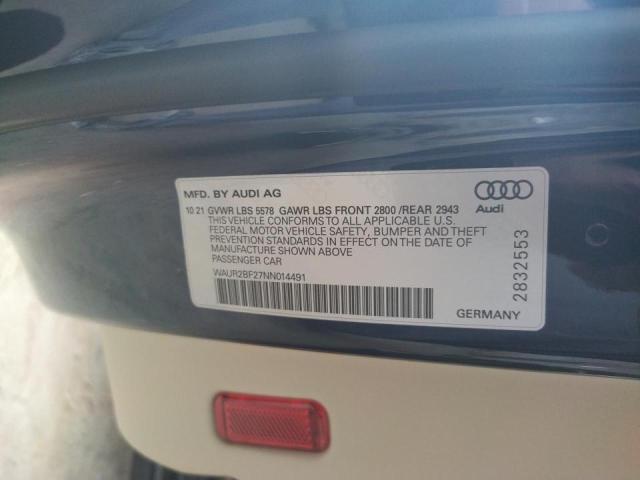 Photo 10 from auction – 2022 AUDI A7 PREMIUM with VIN WAUR2BF27NN014491