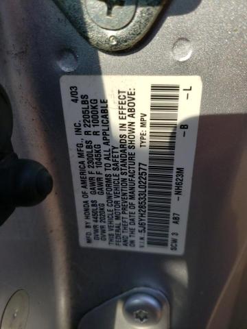 Photo 10 from auction – 2003 HONDA ELEMENT EX with VIN 5J6YH28533L022577