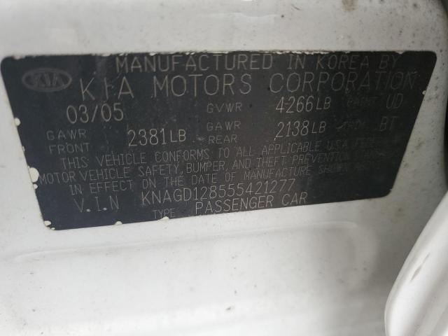 Photo 10 from auction – 2005 KIA OPTIMA LX with VIN KNAGD128555421277