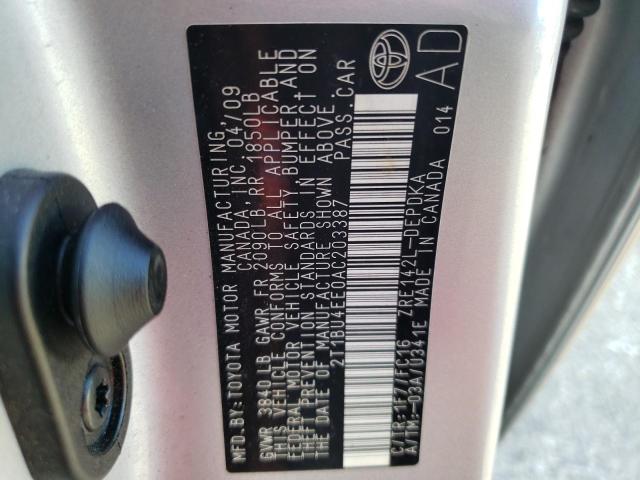 Photo 10 from auction – 2010 TOYOTA COROLLA BA with VIN 2T1BU4EE0AC203387
