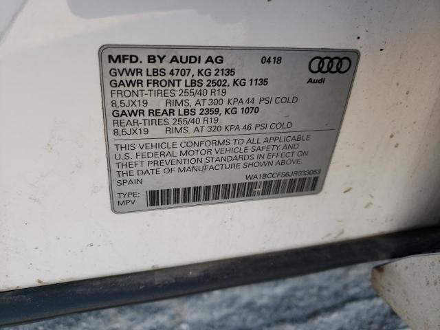 Photo 10 from auction – 2018 AUDI Q3 PREMIUM with VIN WA1BCCFS6JR033053