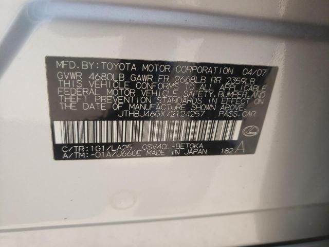 Photo 10 from auction – 2007 LEXUS ES 350 with VIN JTHBJ46GX72124257