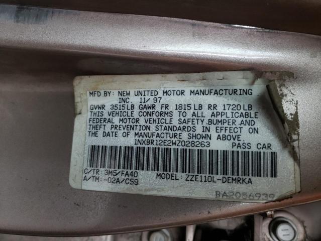 Photo 10 from auction – 1998 TOYOTA COROLLA with VIN 1NXBR12E2WZ028263