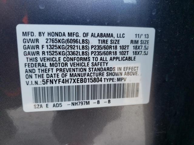 Photo 10 from auction – 2014 HONDA PILOT EXLN with VIN 5FNYF4H7XEB015804