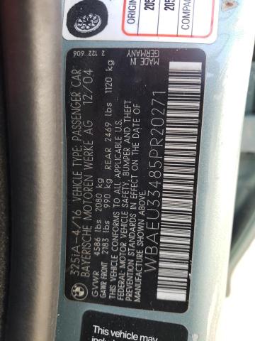 Photo 10 from auction – 2005 BMW 325 XI with VIN WBAEU33485PR20271