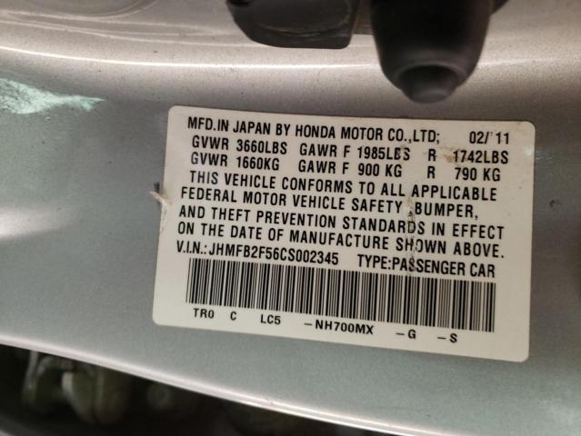 Photo 10 from auction – 2012 HONDA CIVIC LX with VIN JHMFB2F56CS002345