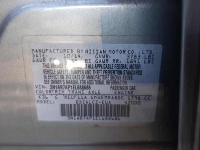 Photo 10 from auction – 2014 NISSAN SENTRA S with VIN 3N1AB7AP1EL688686