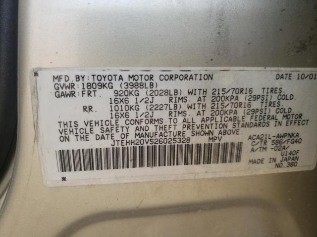 Photo 10 from auction – 2002 TOYOTA RAV4 with VIN JTEHH20V526025328